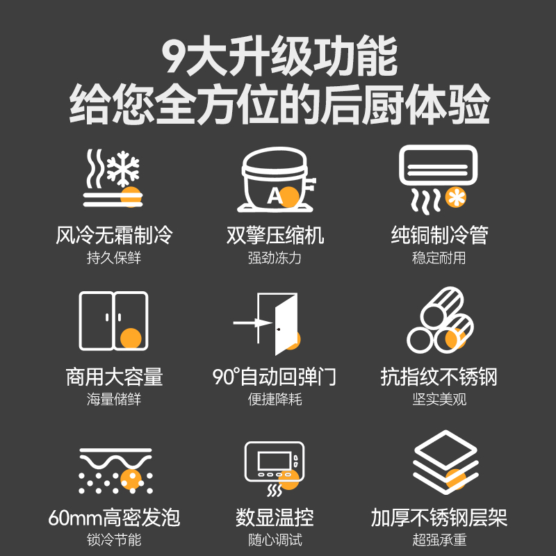 MDC商用四六門冰柜風(fēng)冷無霜雙溫層架款四門冰柜  